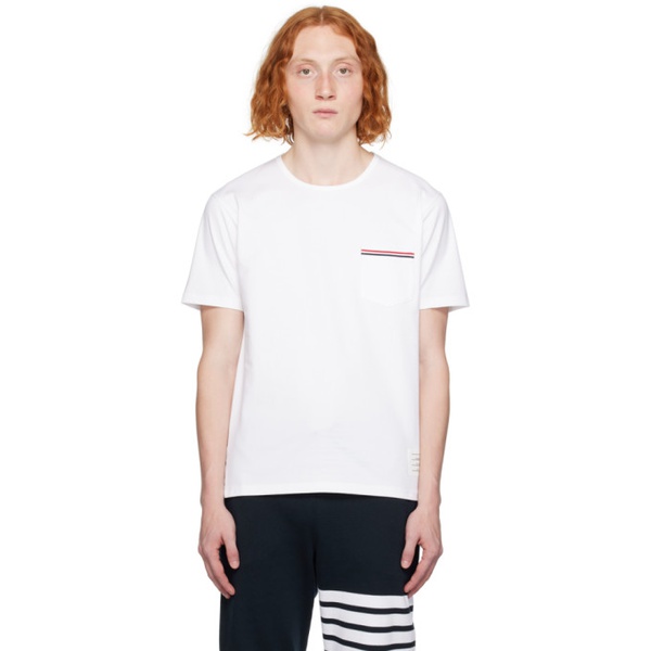 톰브라운 톰브라운 Thom Browne White Patch Pocket T-Shirt 241381M213017