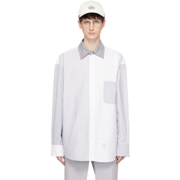 톰브라운 톰브라운 Thom Browne Gray & White Funmix Shirt 241381M192011