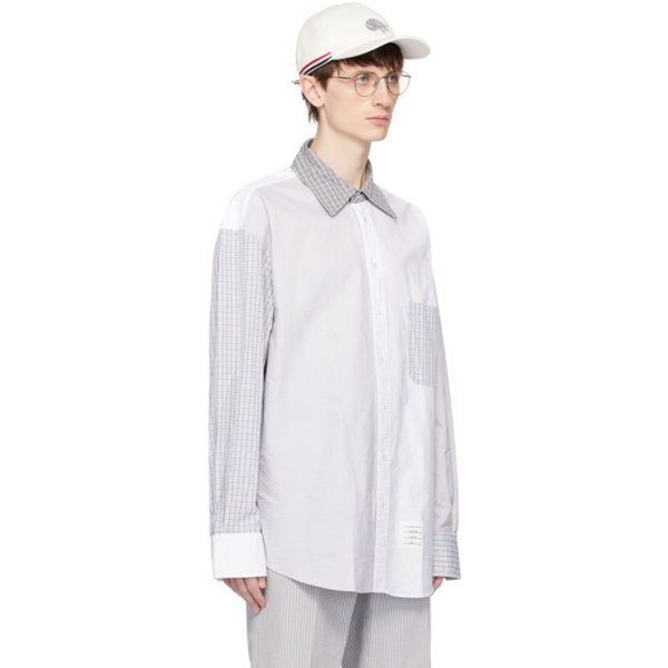 톰브라운 톰브라운 Thom Browne Gray & White Funmix Shirt 241381M192011