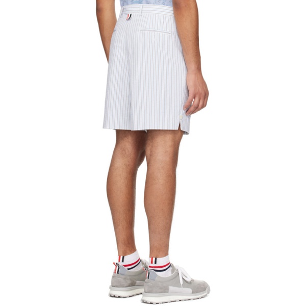 톰브라운 톰브라운 Thom Browne White & Blue Striped Shorts 241381M193016