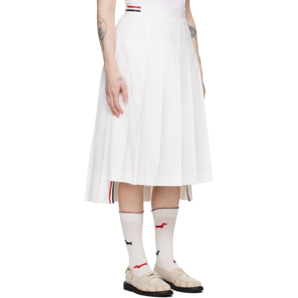 톰브라운 톰브라운 Thom Browne White Pleated Midi Skirt 241381F092003