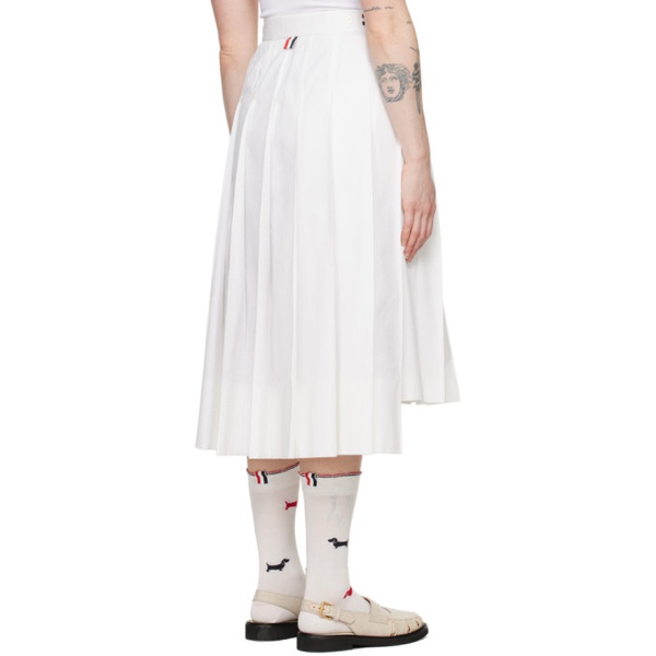 톰브라운 톰브라운 Thom Browne White Pleated Midi Skirt 241381F092003