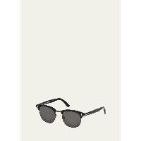 톰포드 TOM FORD Mens Half-Rim Metal/Acetate Sunglasses - Silvertone Hardware 2560174