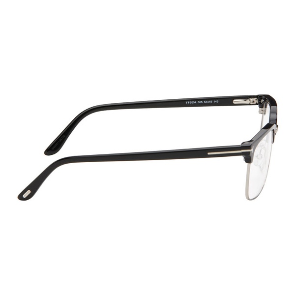 톰포드 톰포드 TOM FORD Black & Silver Half-Rim Glasses 241076M133034