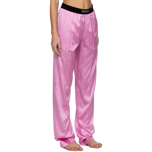 톰포드 톰포드 TOM FORD Pink Elasticized Pyjama Pants 241076F086001