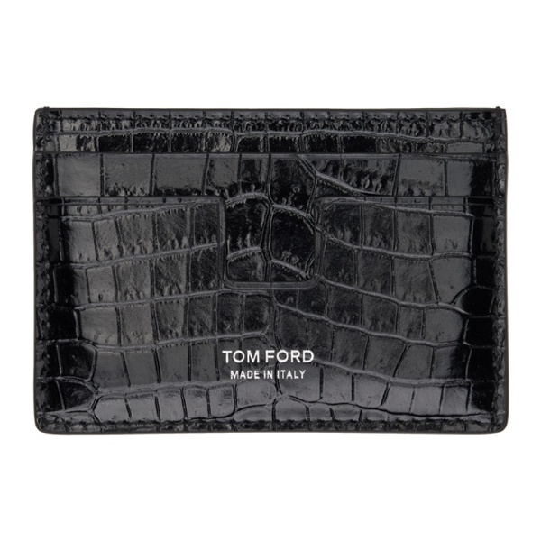 톰포드 톰포드 TOM FORD Black Printed Croc Card Holder 241076M163052
