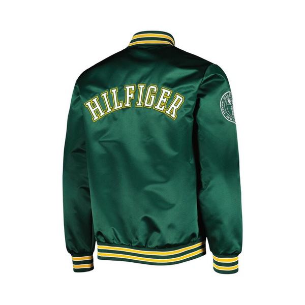 타미힐피거 Tommy Hilfiger Mens Green Green Bay Packers Elliot Varsity Full-Snap Jacket 16009537