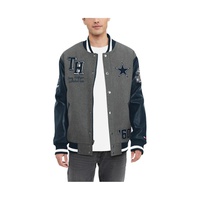 Tommy Hilfiger Mens Heather Gray Navy Dallas Cowboys Gunner Full-Snap Varsity Jacket 17270764