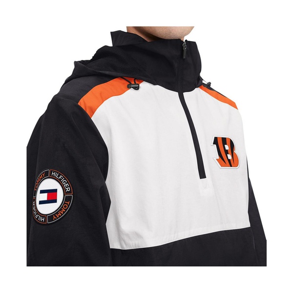 타미힐피거 Tommy Hilfiger Mens Black White Cincinnati Bengals Carter Half-Zip Hooded Jacket 17260364