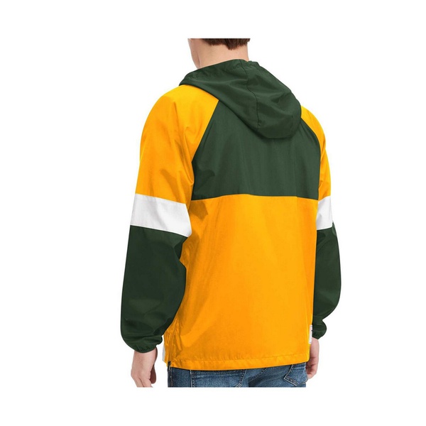 타미힐피거 Tommy Hilfiger Mens Green Green Bay Packers Quarter-Zip Pullover Hoodie Jacket 15399506
