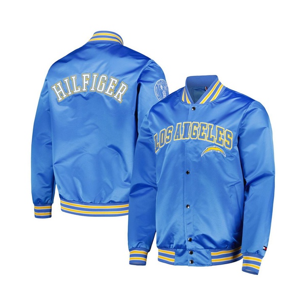 타미힐피거 Tommy Hilfiger Mens Powder Blue Los Angeles Chargers Elliot Varsity Full-Snap Jacket 16693009