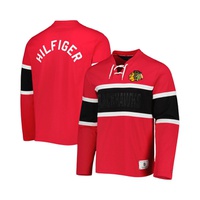 Tommy Hilfiger Mens Red Chicago Blackhawks Walter Lace-Up Long Sleeve Top 17124167