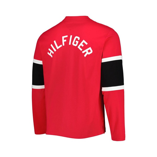 타미힐피거 Tommy Hilfiger Mens Red Chicago Blackhawks Walter Lace-Up Long Sleeve Top 17124167