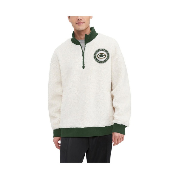타미힐피거 Tommy Hilfiger Mens Cream Green Bay Packers Jordan Sherpa Quarter-Zip Sweatshirt 17705742