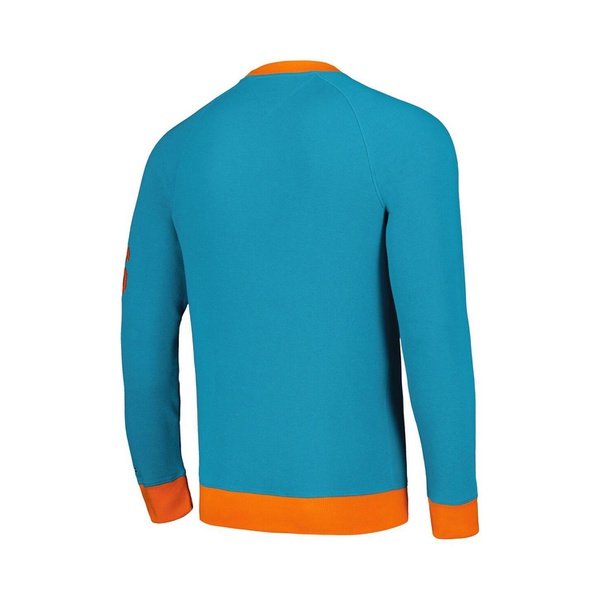 타미힐피거 Tommy Hilfiger Mens Aqua Orange Miami Dolphins Reese Raglan Tri-Blend Pullover Sweatshirt 17257964