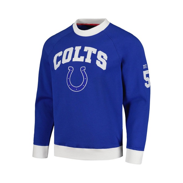타미힐피거 Tommy Hilfiger Mens Royal White Indianapolis Colts Reese Raglan Tri-Blend Pullover Sweatshirt 17260402