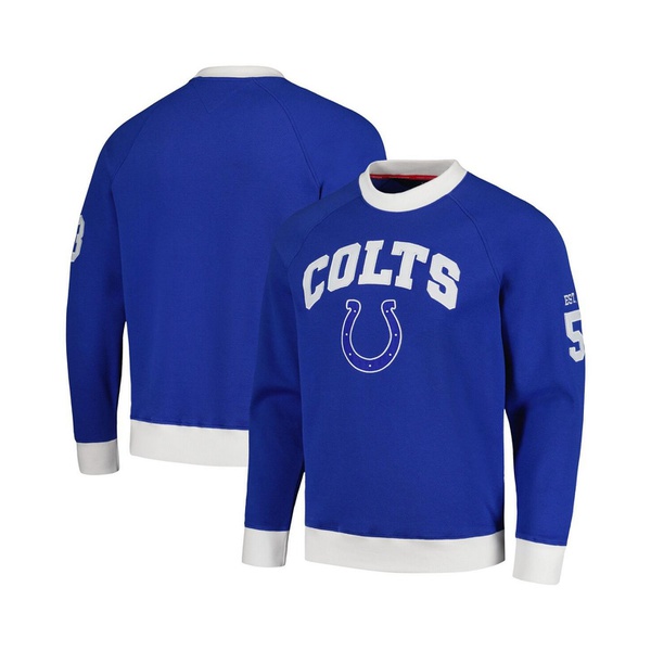 타미힐피거 Tommy Hilfiger Mens Royal White Indianapolis Colts Reese Raglan Tri-Blend Pullover Sweatshirt 17260402