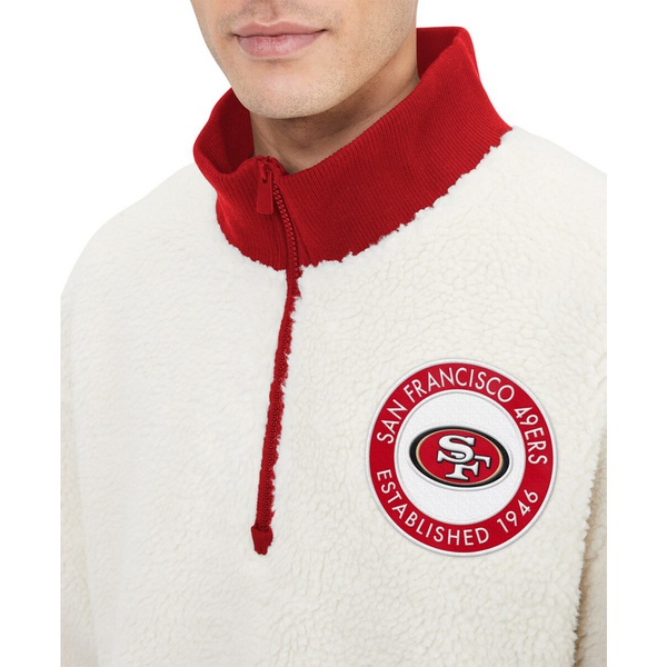 타미힐피거 Tommy Hilfiger Mens Cream San Francisco 49ers Jordan Sherpa Quarter-Zip Sweatshirt 17586904