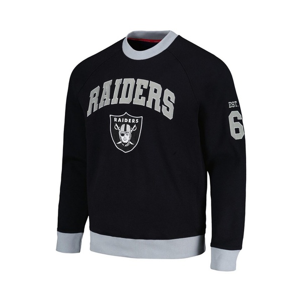 타미힐피거 Tommy Hilfiger Mens Black Silver Las Vegas Raiders Reese Raglan Tri-Blend Pullover Sweatshirt 17270207