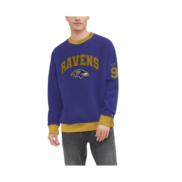 타미힐피거 Tommy Hilfiger Mens Purple Baltimore Ravens Reese Raglan Tri-Blend Pullover Sweatshirt 17704095