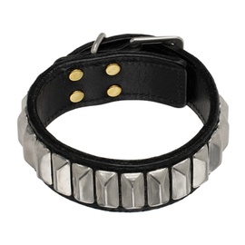 언더커버 UNDERCOVER Black & Silver Leather Bracelet 241414M142002