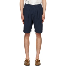 Universal Works Navy Pleated Shorts 231674M193002