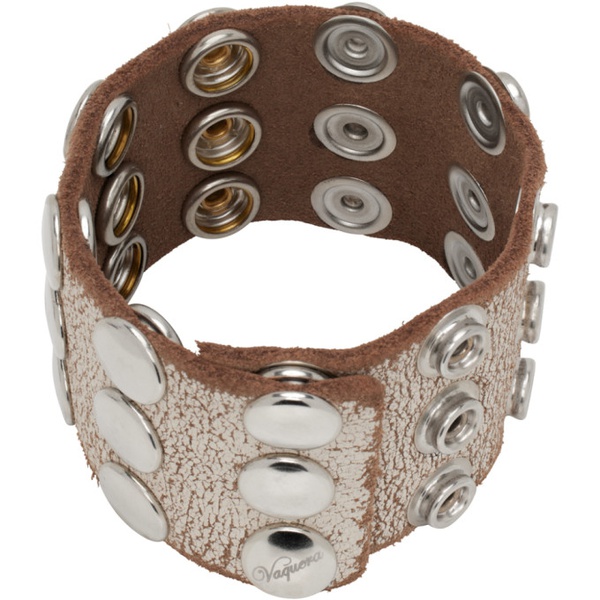  VAQUERA White & Tan Snap Leather Bracelet 232999M142000