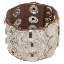 VAQUERA White & Tan Snap Leather Bracelet 232999F020000