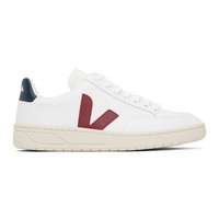 베자 VEJA White & Red V-12 Leather Sneakers 241610M237005