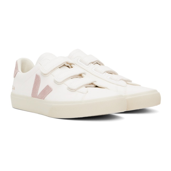 베자 VEJA White & Pink Recife ChromeFree Leather Sneakers 241610M237018