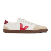 베자 VEJA White & Red Volley Leather Sneakers 241610M237052
