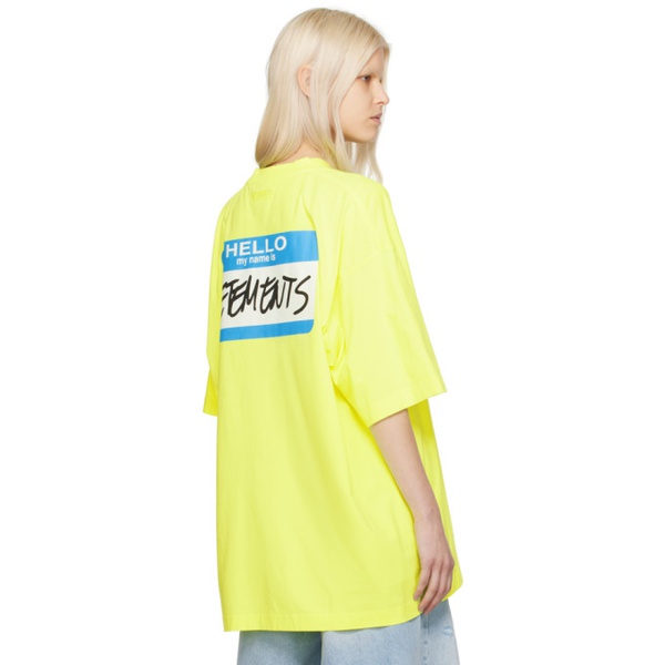  Yellow My Name Is 베트멍 Vetements T-Shirt 241669F110022
