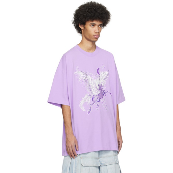  베트멍 VETEMENTS Purple Flying Unicorn T-Shirt 241669M213039