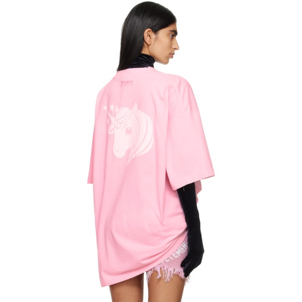 베트멍 VETEMENTS Pink Unicorn T-shirt 241669F110013