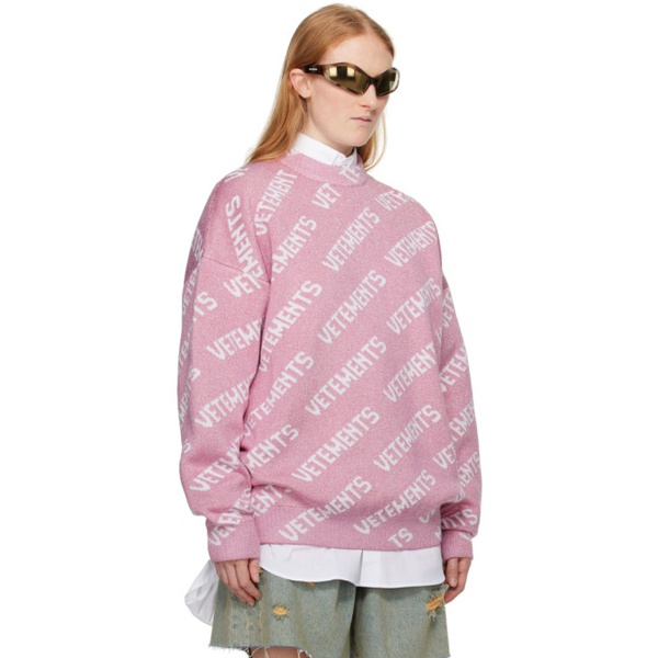  베트멍 VETEMENTS Pink Jacquard Sweater 241669F096002
