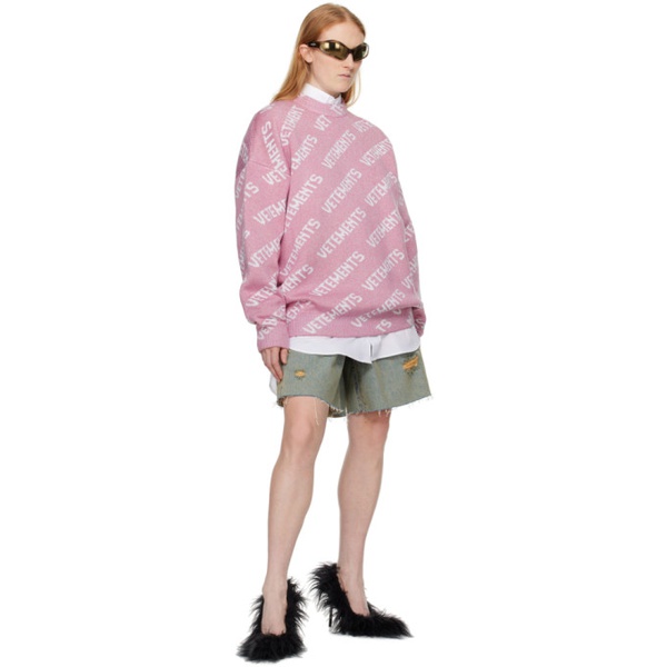  베트멍 VETEMENTS Pink Jacquard Sweater 241669F096002