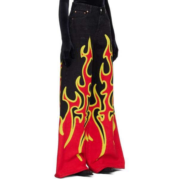  베트멍 VETEMENTS Black & Red Fire Big Shape Jeans 241669F069004