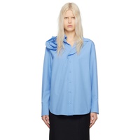 발렌티노 Valentino Blue Rose Applique Shirt 241476F109001