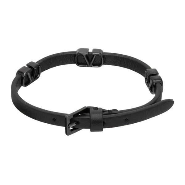  발렌티노 Valentino Garavani Black VLogo Leather Bracelet 231807M142007