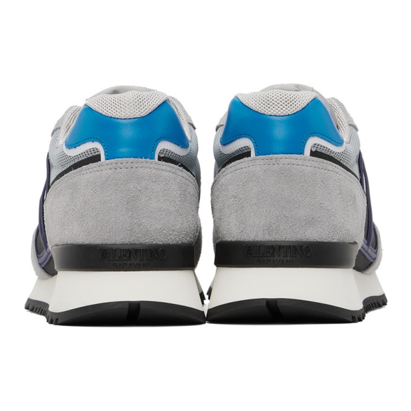  발렌티노 Valentino Garavani Gray & Blue V-Logo Pace Sneakers 232807M237045