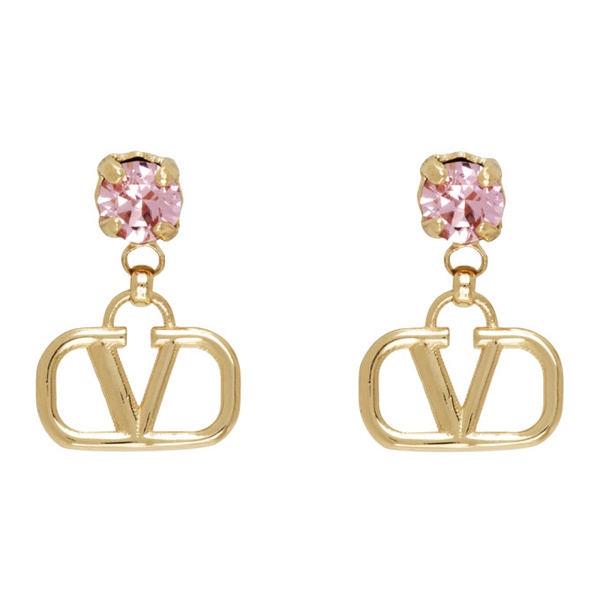  발렌티노 Valentino Garavani Gold & Pink VLogo Signature Earrings 232807F022023