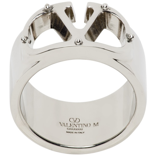  발렌티노 Valentino Garavani Silver VLogo Ring 232807M147008