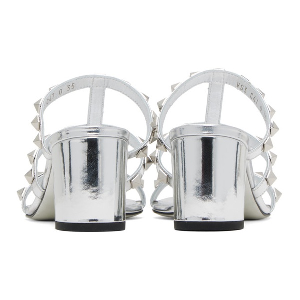  발렌티노 Valentino Garavani Silver Rockstud Heeled Sandals 232807F125022