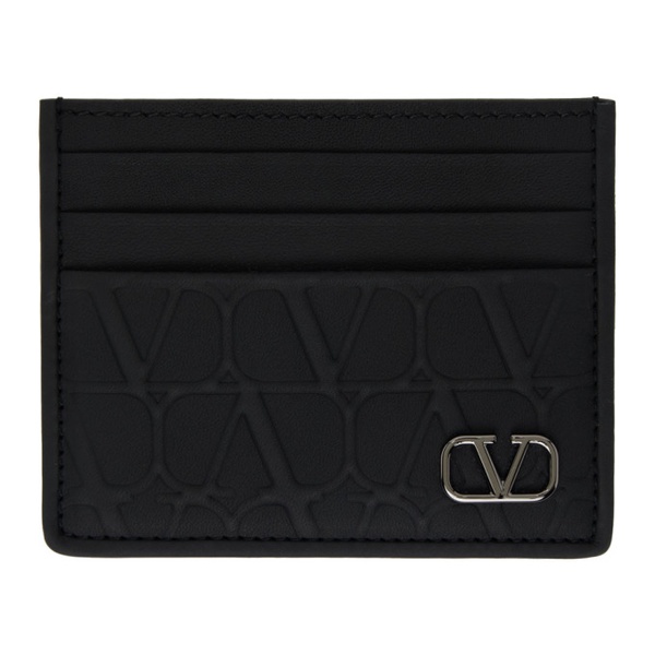  발렌티노 Valentino Garavani Black Embossed Card Holder 241807M163016