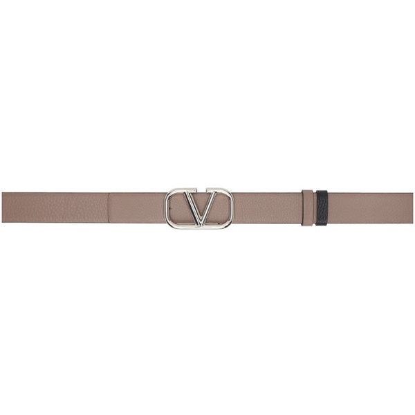  발렌티노 Valentino Garavani Taupe & Black VLogo Signature Reversible Belt 241807M131015