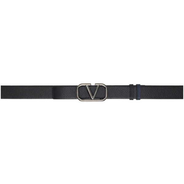  발렌티노 Valentino Garavani Black & Navy VLogo Signature Reversible Belt 241807M131013