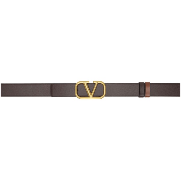  발렌티노 Valentino Garavani Brown & Tan VLogo Signature Reversible Belt 241807M131014