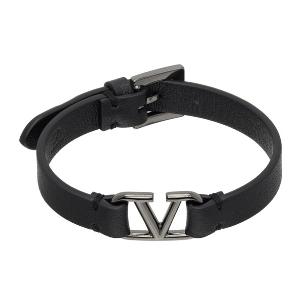  발렌티노 Valentino Garavani Black VLogo Signature Calfskin Bracelet 241807M142004