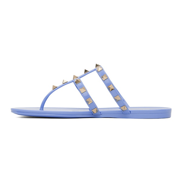  발렌티노 Valentino Garavani Blue Rockstud Flat Rubber Sandals 241807F124008
