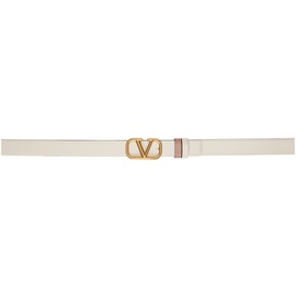 발렌티노 Valentino Garavani Reversible White & Pink VLogo Belt 221807F001016
